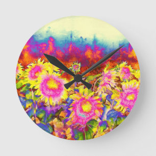 Horloge Ronde Champs de tournesol