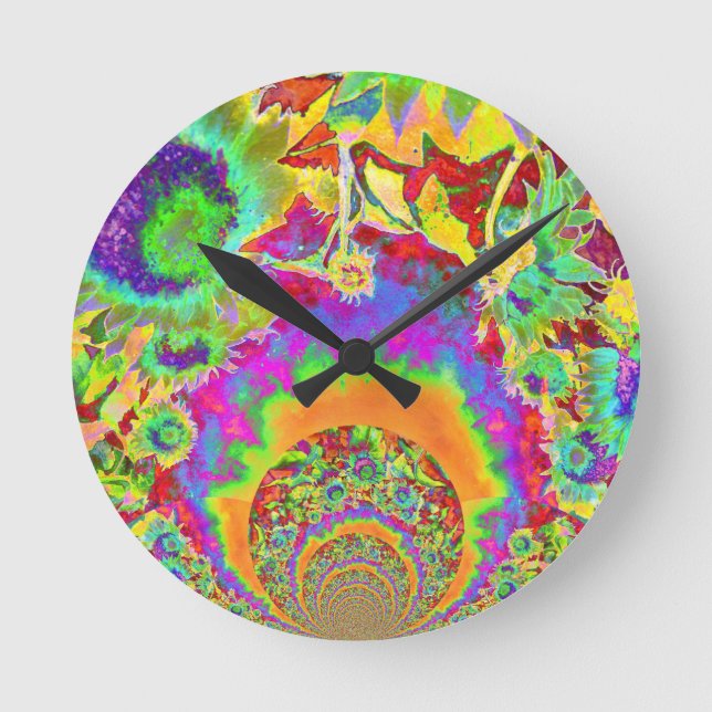 Horloge Ronde Champs de tournesol pour toujours - orange (Recto)