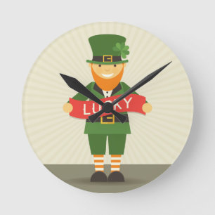 Horloge Ronde chanceux leprechaun