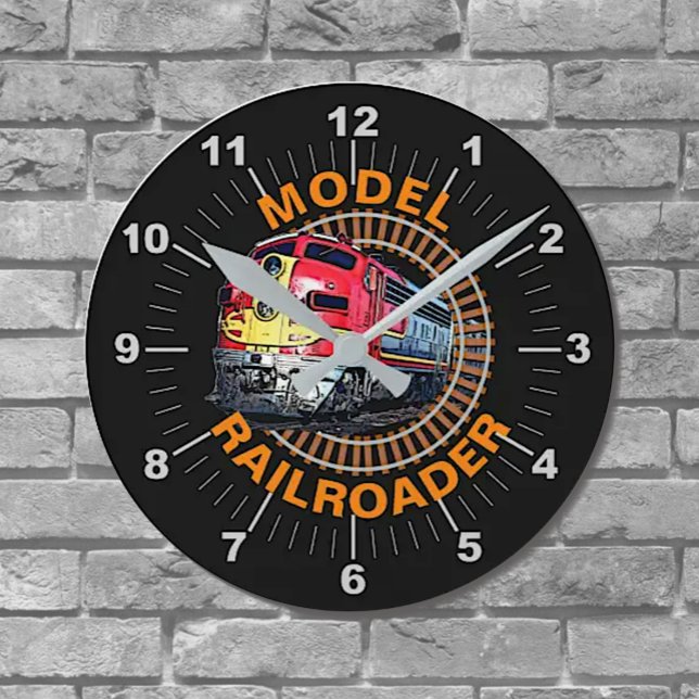 Horloge Ronde Change Text Model Railroader Red Yellow Diesel Thr (Créateur téléchargé)