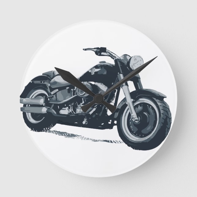 Horloge Ronde Chaque garçon aime une grosse moto américaine (Recto)