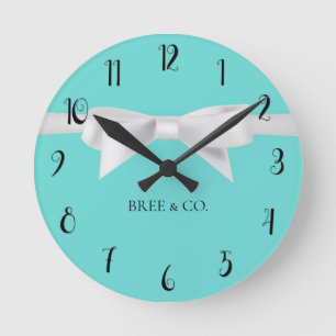 Horloge Ronde Charme moderne d'arc blanc turquoise d'Audrey