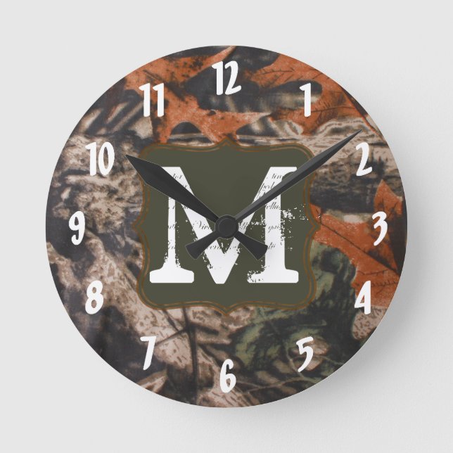 Horloge Ronde Chasse Chasse Camo Chasseurs Monogramme Première h (Recto)