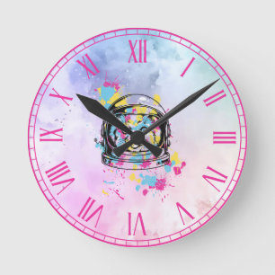 Horloge Ronde Chat Astronaute