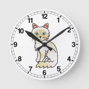 Horloge Ronde Chat Birman / Ragdoll au tabby crème pointe