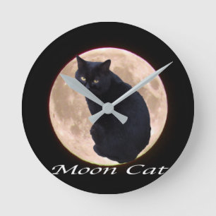 HORLOGE RONDE CHAT DE LUNE