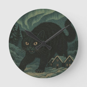 Horloge Ronde Chat de Noël islandais Yule