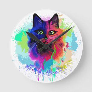 Horloge Ronde Chat Funny et Silly Caractère Été Fun surf