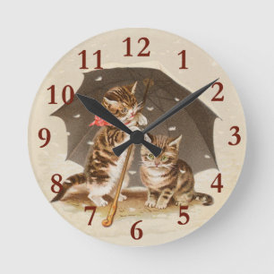 Horloge Ronde Chat Kitten chaton antique vintage jolie mignonne