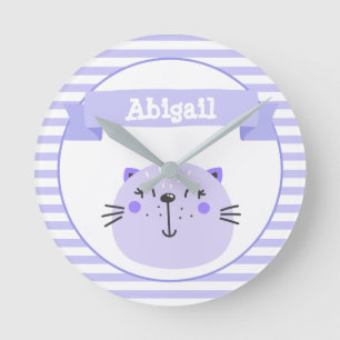 Horloge Ronde Chat mignon pourpre   Soins infirmiers ou enfants 