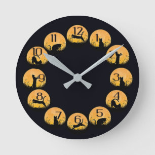 Horloge Ronde chat noir