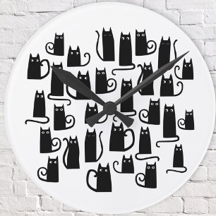 Horloge Ronde Chat noir amusant