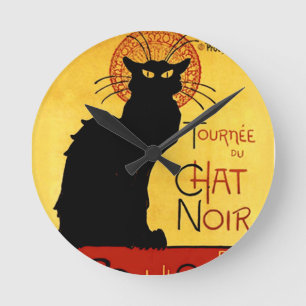 Horloge Ronde Chat noir Vintage Tournée du Conversation Noir, Th