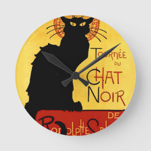Horloge Ronde Chat noir Vintage Tournée du Conversation Noir, Th