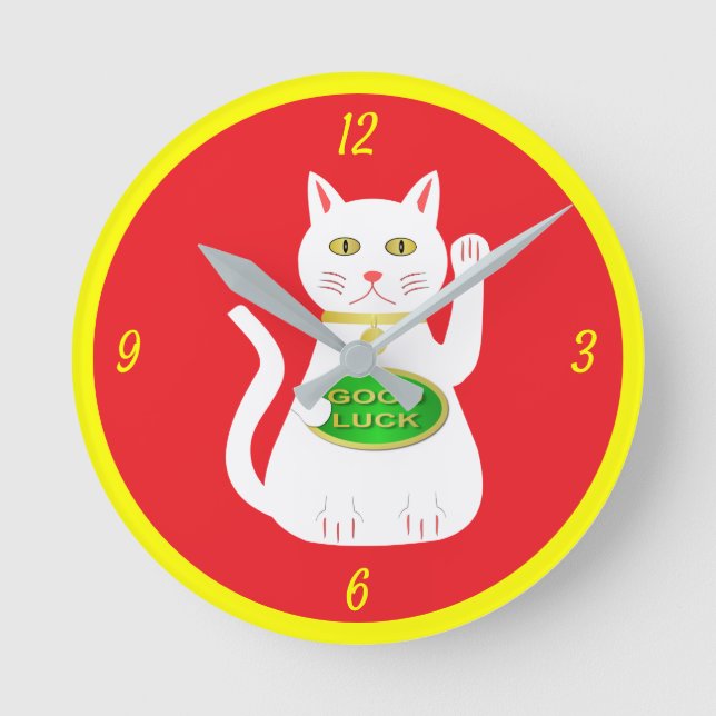 Horloge Ronde Chat Oriental Lucky (Recto)