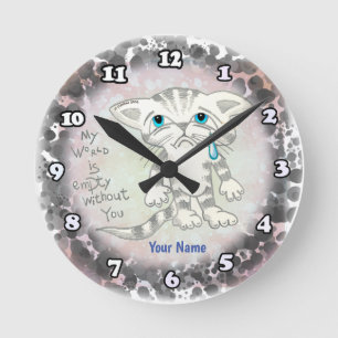 Horloge Ronde Chat triste mondial vide