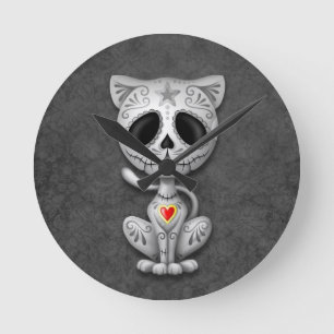 Horloge Ronde Chaton foncé de sucre de zombi