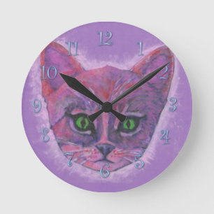 Horloge Ronde Chaton pourpre