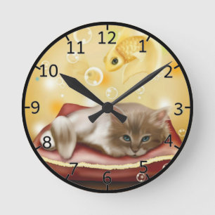 Horloge Ronde Chaton rêveur mignon