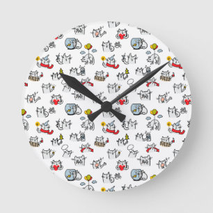Horloge Ronde Chats amusants, lait et magie.