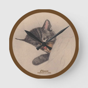 Horloge Ronde Chats : Chessie Sleeping Kitten : Accueil : Horlog