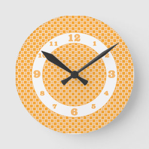Horloge Ronde Check monochromatic orange