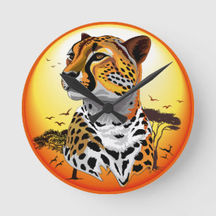 Horloge Ronde Cheetah African Feline Wild Animal