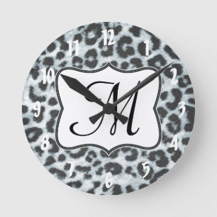 Horloge Ronde Cheetah Spot Animal Monogram Initial Wall Clock