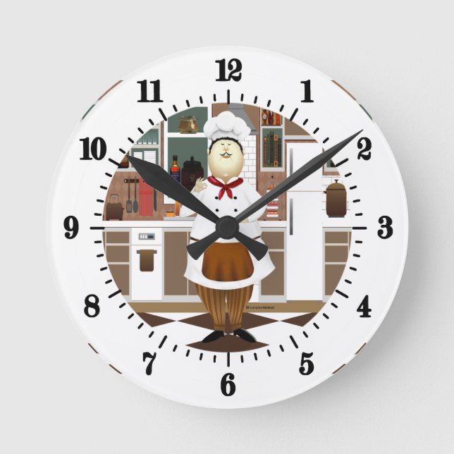 Horloge Ronde Chef amusant avec grand Casquette en cuisine (Recto)