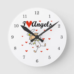 Horloge Ronde Chemises et Cadeaux J'Aime les Anges