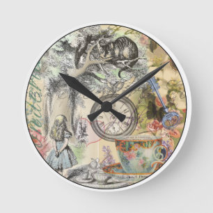 Horloge Ronde Cheshire Chat Alice Wonderland Classic