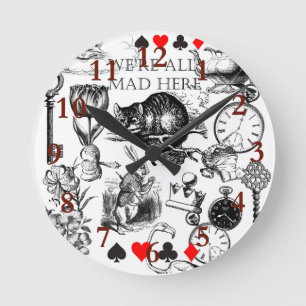 Horloge Ronde Cheshire Chat classique alice au merveilleux fou