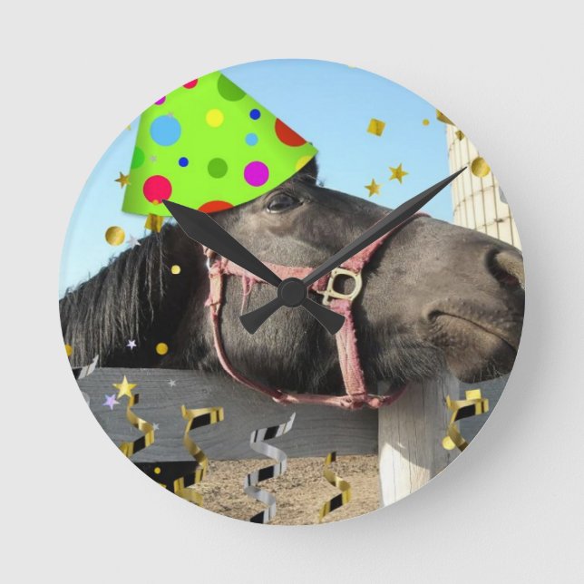 Horloge Ronde Cheval animal de fête (Recto)