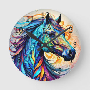 Horloge Ronde Cheval multicolore 22 coloré