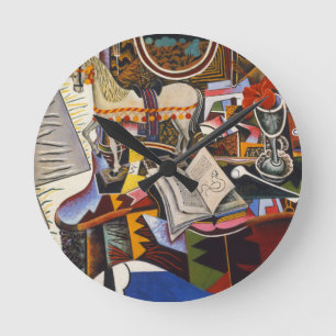 Horloge Ronde Cheval Pipe Fleur rouge par Joan Miro