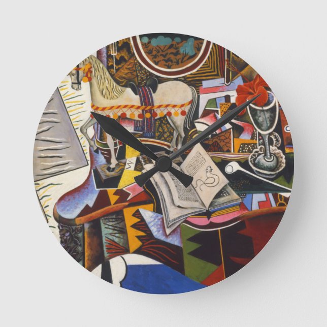 Horloge Ronde Cheval Pipe Fleur rouge par Joan Miro (Recto)