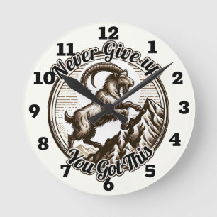 Horloge Ronde Chèvre de montagne qui grimpe Capricorne Ne jamais