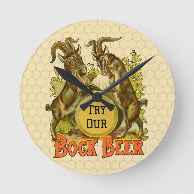 Horloge Ronde Chèvres Bock Bière Publicité (Recto)