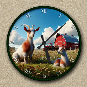 Horloge Ronde Chèvres domestiques personnalisables
