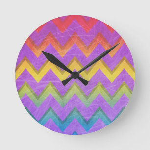 Horloge Ronde Chevron Rainbow par Shirley Taylor