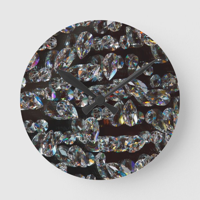 Horloge Ronde Chic Black Diamond Chrystal Cadeaux Motifs Abstrai (Recto)