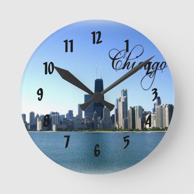Horloge Ronde Chicago Skyline Photo en face du lac Michigan (Recto)
