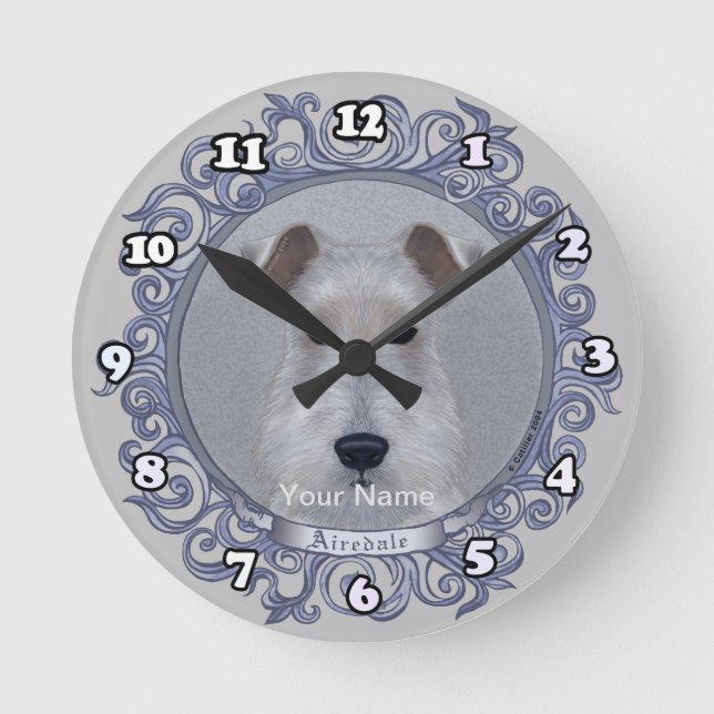 Horloge Ronde Chien Airedale (Recto)