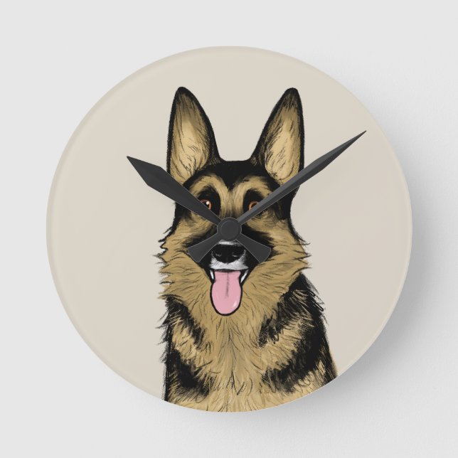 Horloge Ronde Chien berger allemand | Chien de dessin | Art pour (Recto)