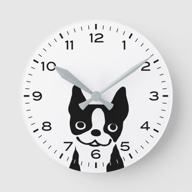 Horloge Ronde Chien caricature du gentil Boston Terrier (Recto)