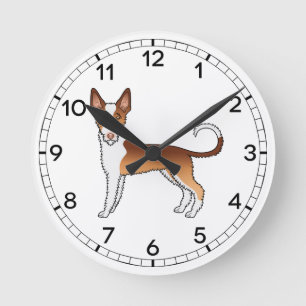 Horloge Ronde Chien de chasse ibicenc à poil dur rouge et blanc 