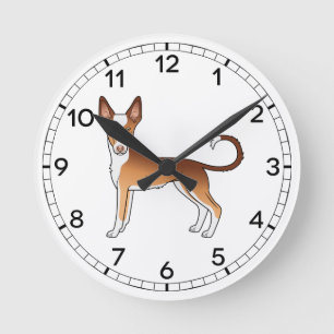 Horloge Ronde Chien de chasse ibizien à poil lisse rouge et blan
