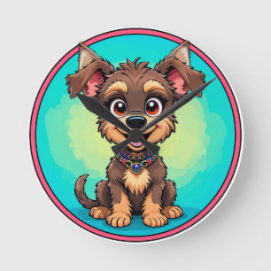 Horloge Ronde Chien de dessin animé joyeux