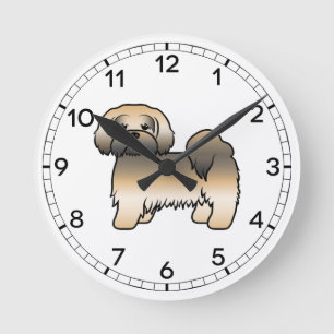 Horloge Ronde Chien de dessin animé mignon Lhasa Apso Sable Doré