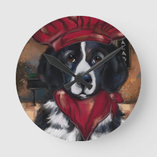 Horloge Ronde Chien de Terre-Neuve      